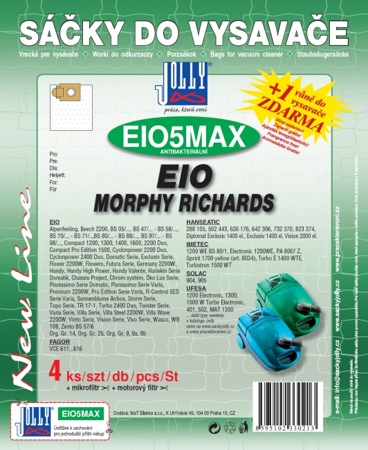 EIO5 MAX - sáček do vysavače EIO - Org. Gr. 9a